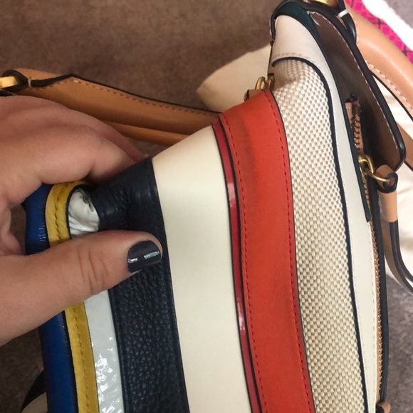 Tory Burch Half-Moon Balloon Stripe Satchel - Picture 11 of 12